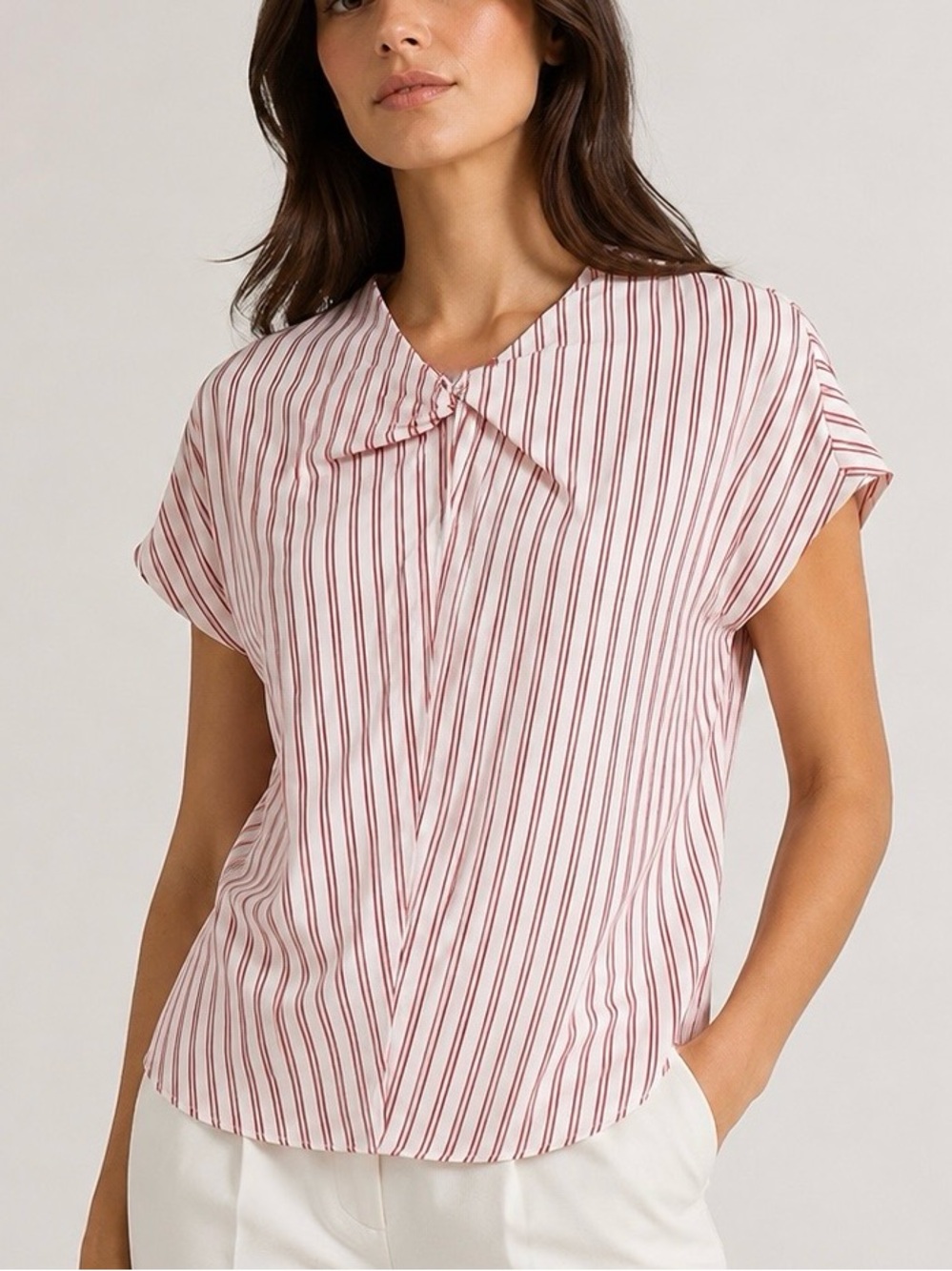 💥SALE💥Lewit NWOT Silk Red White Striped Sleeveless Blouse M